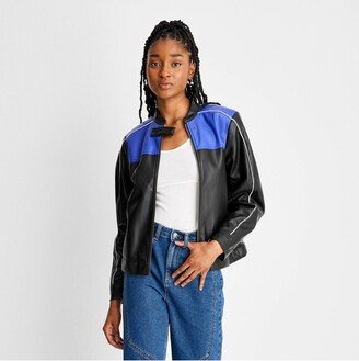 Future Collective with Reese Women's Long Sleeve Faux Leather Jacket - Future Collective™ with Reese Blutstein Black