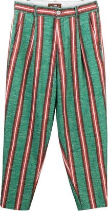 Late Checkout Cropped Stripe-Print Trousers