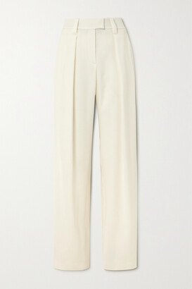 Pleated Twill Tapered Pants - White