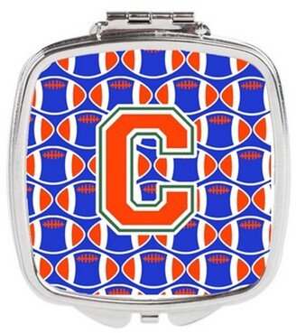 CJ1083-CSCM Letter C Football Green, Blue & Orange Compact Mirror