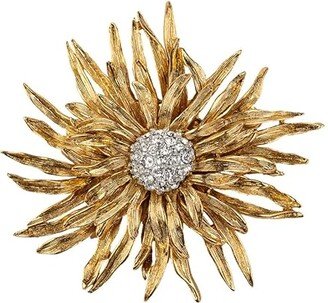 Flower Brooches or Pins (Antique Gold Rhinestone)