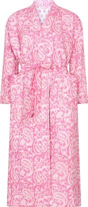 Nologo-Chic Luxury Quilted Hand Block Printed Robe - Paisley Pink