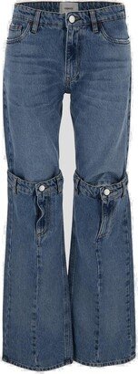 Mid-waisted Open Knee Jeans