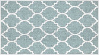 Non-Skid Ultra-Thin Laundry Room, Entryway, Bathroom and Kitchen - Washable Multipurpose Floor Mat 24x44 inch - Geometric - LightTeal