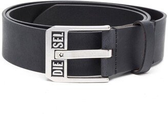 Logo-Buckle Buffalo Leather Belt-AC