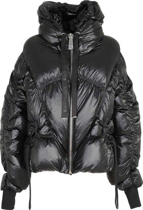 Zipped Hooded Drawstring Puffer Jacket