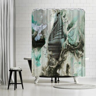 71 x 74 Shower Curtain, Far Awa From Here by Destiny Womack