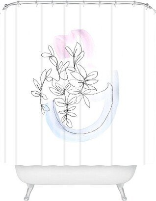 Jacqueline Maldonado Contour Line Botanical Shower Curtain Black