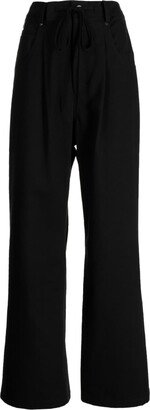 Contrasting-Panel Wide-Leg Trousers