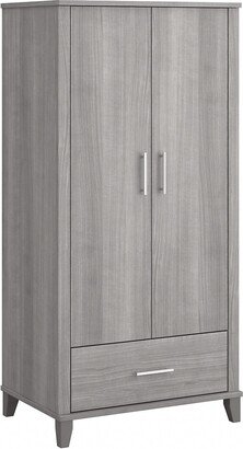 Somerset Tall Storage Cabinet with Doors and Drawer in Platinum Gray