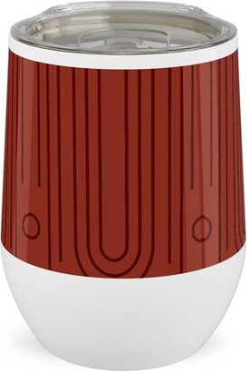 Travel Mugs: Art Deco Arches - Cranberry Stainless Steel Travel Tumbler, 12Oz, Red