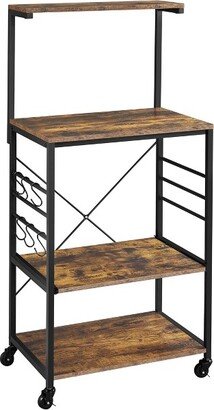 50.5H Kitchen Baker's Rack with Side Hooks - Rustic Brown