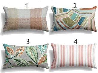 Sale 24x12 Limited Edition Indoor Decorative Lumbar Barkcloth Blush Peach Pillow Covers