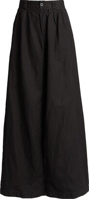 Linen-Blend Wide-Leg Pants