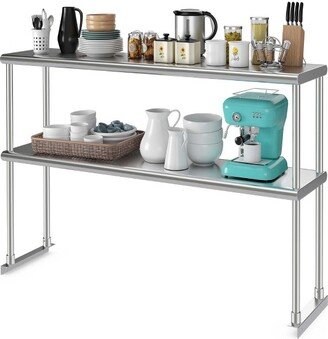 48'' 2-Tier Overshelf for Prep & Worktable Stainless Steel Adjustable Lower Shelf