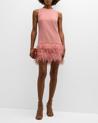 Coley Feather-Trim Crepe Mini Dress