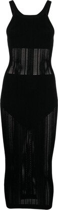 Panelled Pointelle-Knit Midi Dress