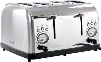 MegaChef 4 Slice Wide Slot Toaster with Variable Browning in Silver