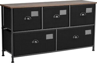 5-Drawer Dresser Storage Organizer Chest Fabric Drawer w/Labels Black