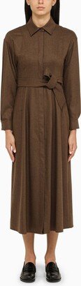 Brown wool midi chemisier