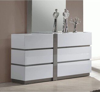 Somette Mehdi Gloss White/ Grey 6-drawer Dresser