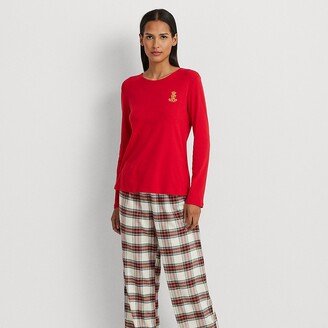 Lauren Petite Ralph Lauren Plaid Brushed Twill & Jersey Pajama Set