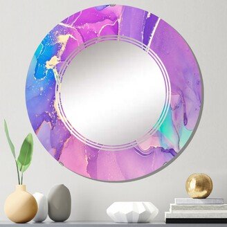 Designart 'Pink And Purple Abstract Liquid Art I' Printed Modern Wall Mirror