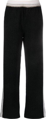 Elasticated Ribbed-Knit Track Pants