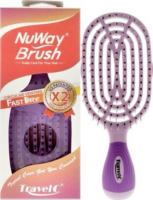 NuWay 4Hair Patented Curved and Vented TravelC - Purple - 1 Pc Hair Brush