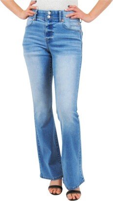 Indigo Poppy Postpartum Bootcut Jeans with front and back pocket detail Light Wash