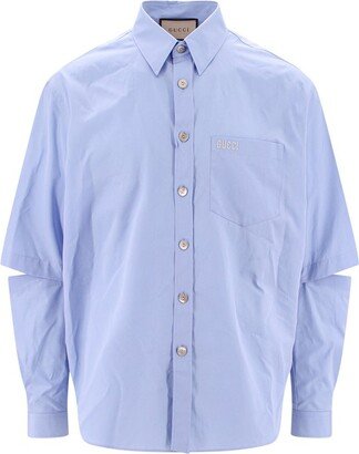 Logo Embroidered Poplin Shirt-AC