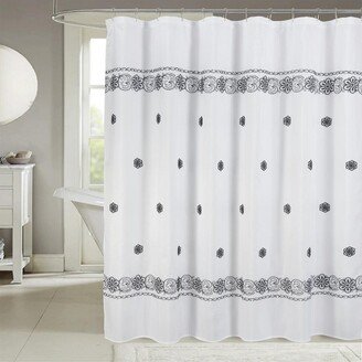 RT Designers Collection Coby Embroidered Stylish Shower Curtain 70 x 72 Black