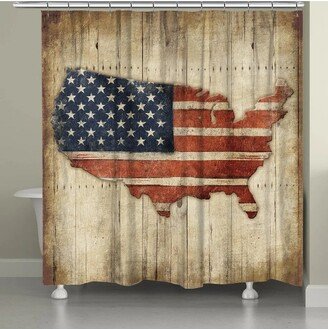 Wooden Flag Shower Curtain-AA