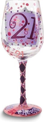 Curata Hand-Painted 21st Birthday Wine Glass