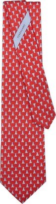 Terrier dog-print silk tie