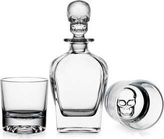 3pc Crystal Skull Decanter and Double Old-Fashion Set - Godinger Silver