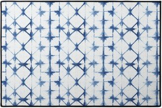 Door Mats: Shibori Diamond - Blue On White Door Mat, Blue