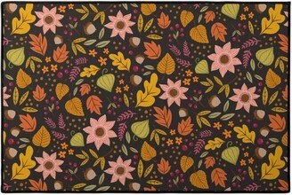 Door Mats: Autumn Fall Floral - Dark Door Mat, Multicolor