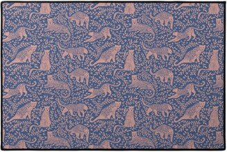 Door Mats: Jungle Cat - Classic Blue Door Mat, Blue