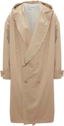 Double-Breasted Hooded Trench Coat-AA