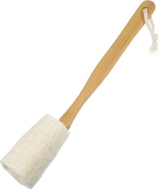 Unique Bargains Bath Brush Wood Back Scrubber with Long Handle for Shower 3.9 Inches Brown Beige 1 Pcs