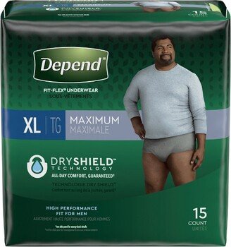 Depend Fit-Flex Incontinence Underwear for Men, Maximum Absorbency, XL, 30 Count