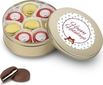 Just Candy Happy Holidays Gifts Chocolate Covered Oreos Cookies Gold Gift Tin