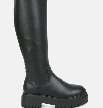 Axle Round Toe Knee High Platform Boot