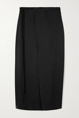 Racha Satin Maxi Wrap Skirt - Black