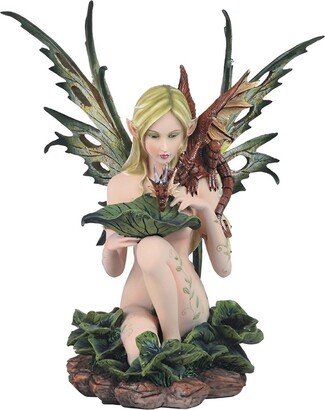 14H Lake Fairy with Dragon Baby Statue Fantasy Decoration Figurine Home Decor Perfect Gift for House Warming, Holidays and Birthdays - Mult