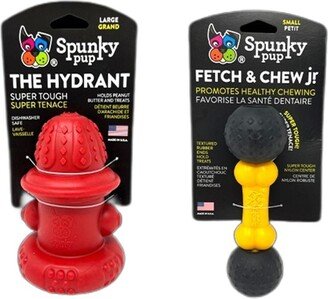 Spunky Pup Tough Rubber Hydrant and Chew Bone - Set of 2 - Dog Toy