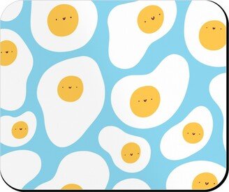 Mouse Pads: Cute Fried Eggs - Blue Mouse Pad, Rectangle Ornament, Blue