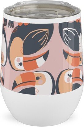 Travel Mugs: Toucan Stack - Pink Stainless Steel Travel Tumbler, 12Oz, Pink