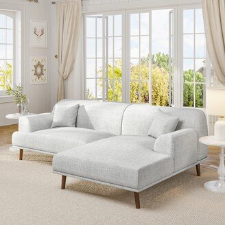 Moasis Upholstered Linen Fabric Sleeper Corner L-Shape Sectional Sofa